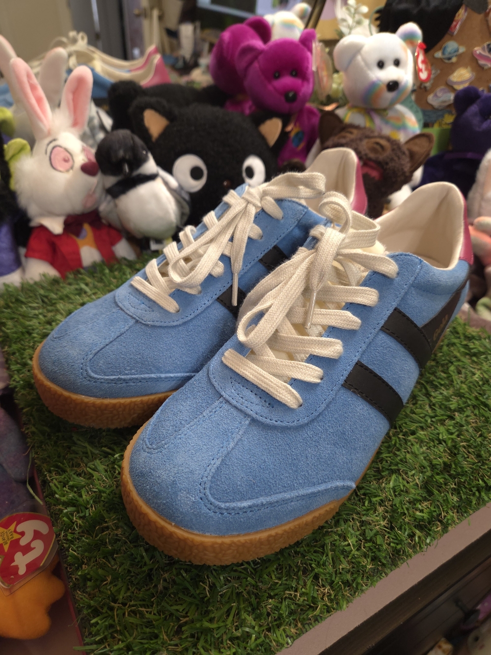 Gola Women's Blue Suede Sneakers with Black Stripes 8.5